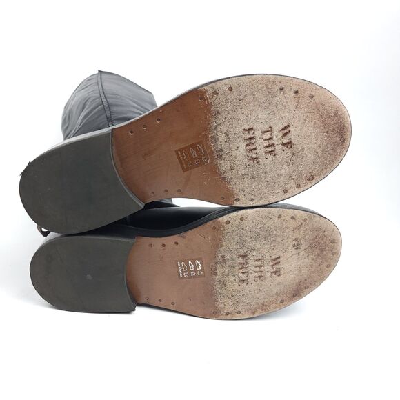 Free People Horse Girl Bryce Equestrian Slouchy Knee Riding Boots Black Leather - Picture 11 of 16